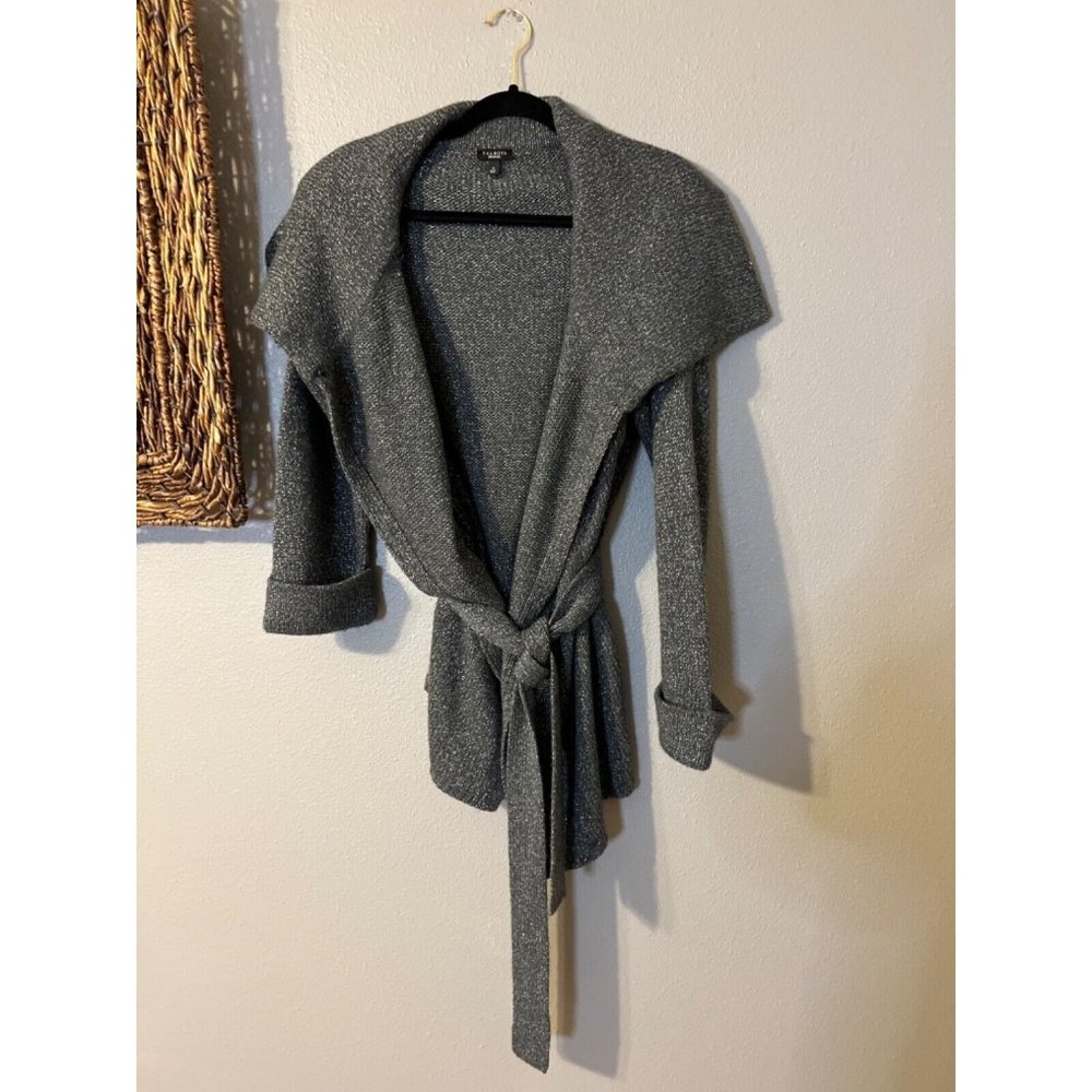 Talbots Charcoal Gray Wrap Wool-Blend Belted Cardigan - Picture 10 of 10